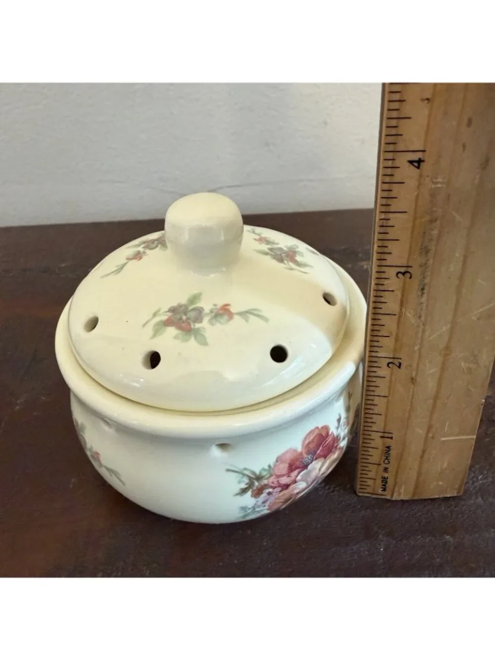 Vintage Athena California Floral Potpourri Bowl Vented Lid Cottagecore Decor